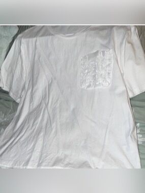 White Pocket Tee with Textured Patch